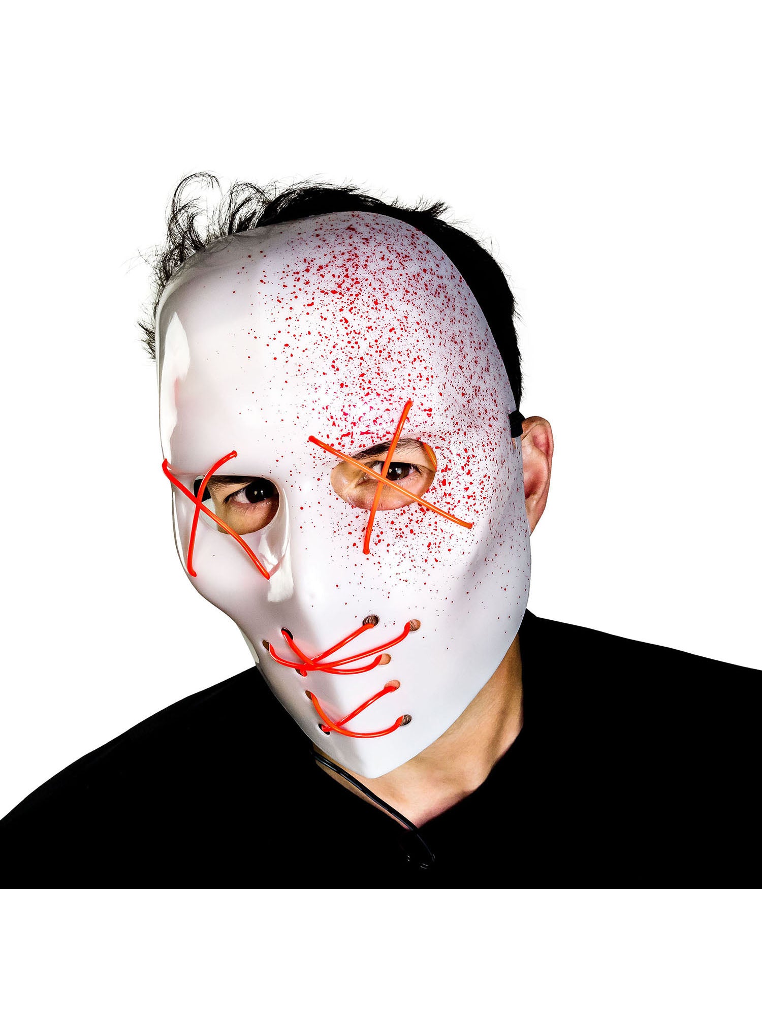 Świecąca maska Slasher z rozpryskaną krwią