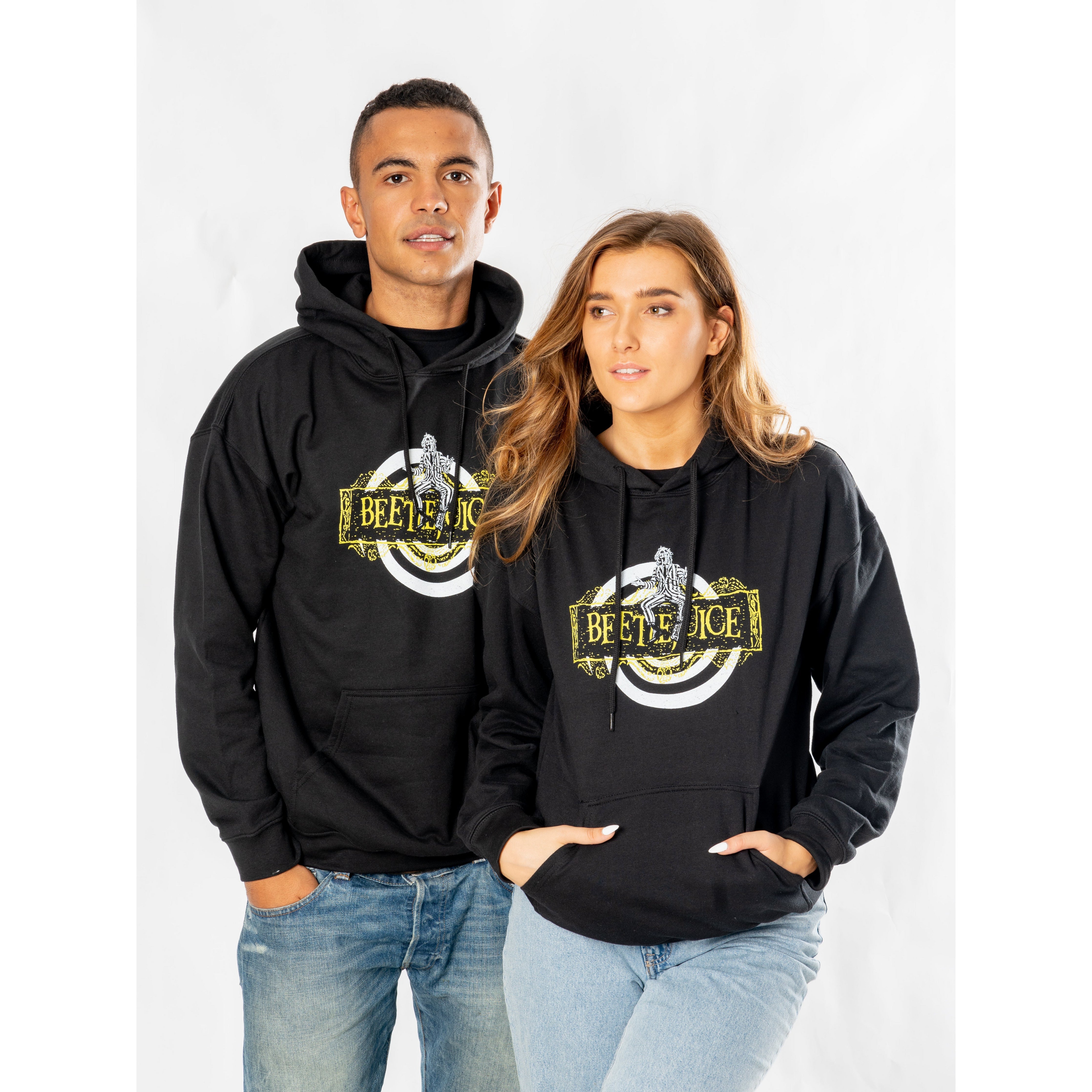 Bluza z kapturem Beetlejuice dla dorosłych, unisex, czarna, z motywem spirali
