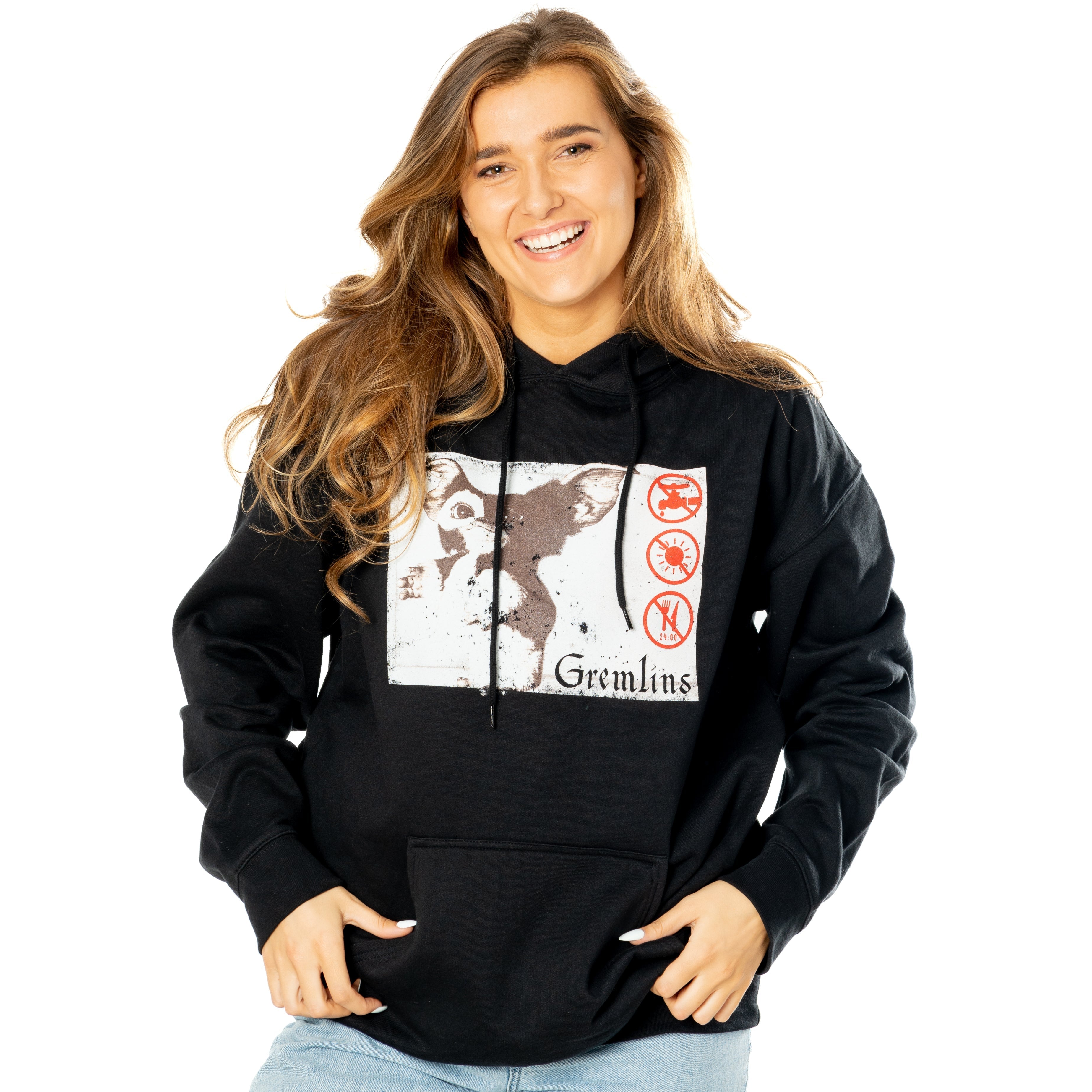 Bluza z kapturem dla dorosłych unisex z motywem Gizmo z filmu "Gremliny", czarna