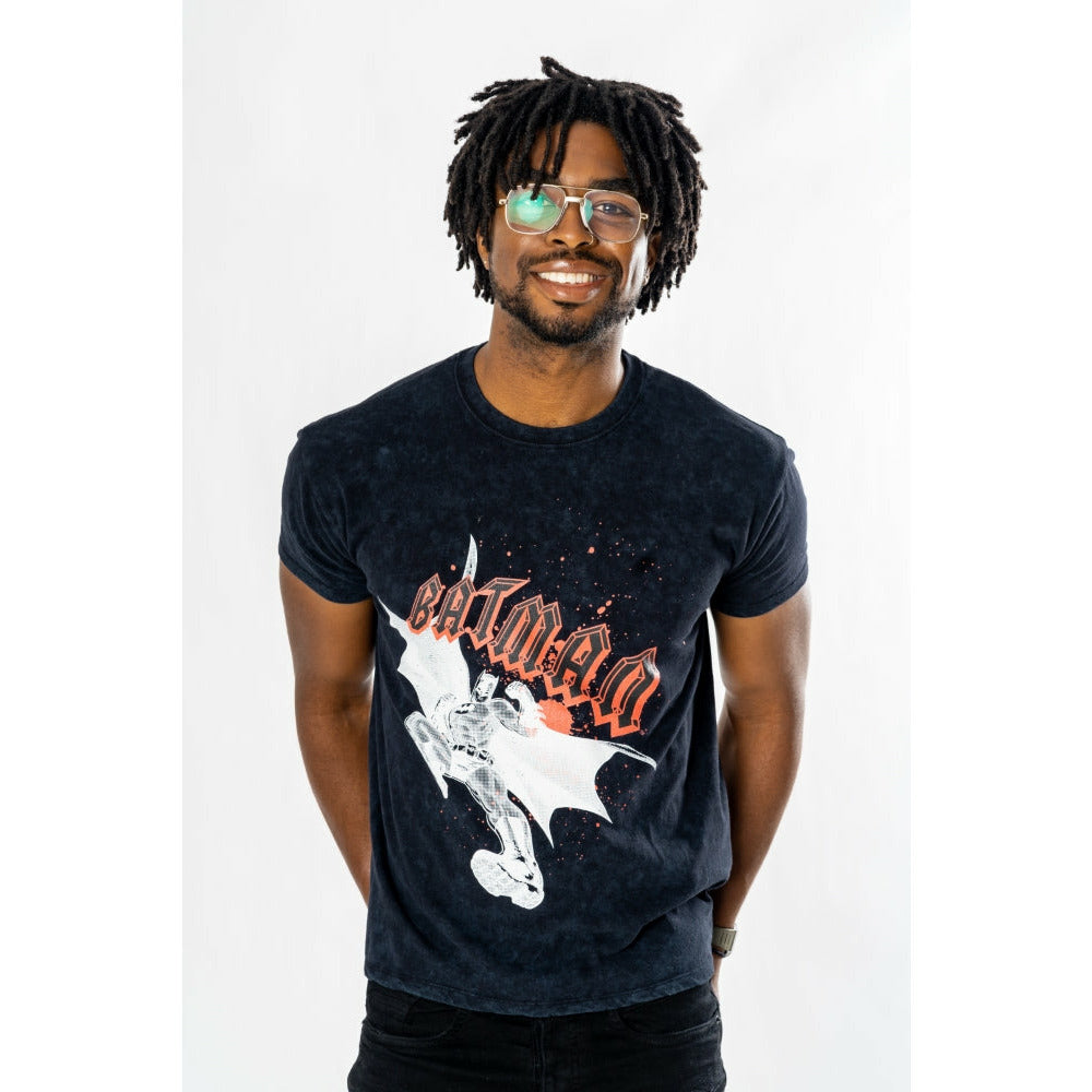 Koszulka z rock Batman w stylu acid wash