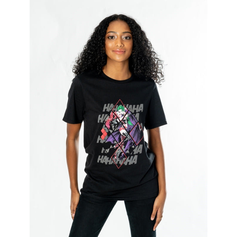 Koszulka Harley Quinn Joker Czarna dla dorosłych Anime Diamentowa