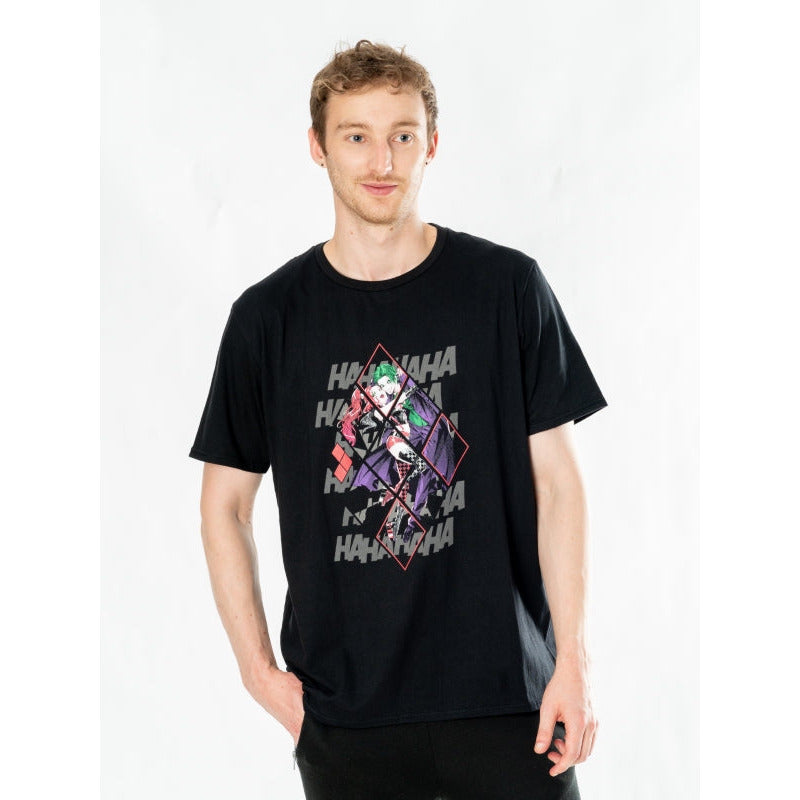 Koszulka Harley Quinn Joker Czarna dla dorosłych Anime Diamentowa