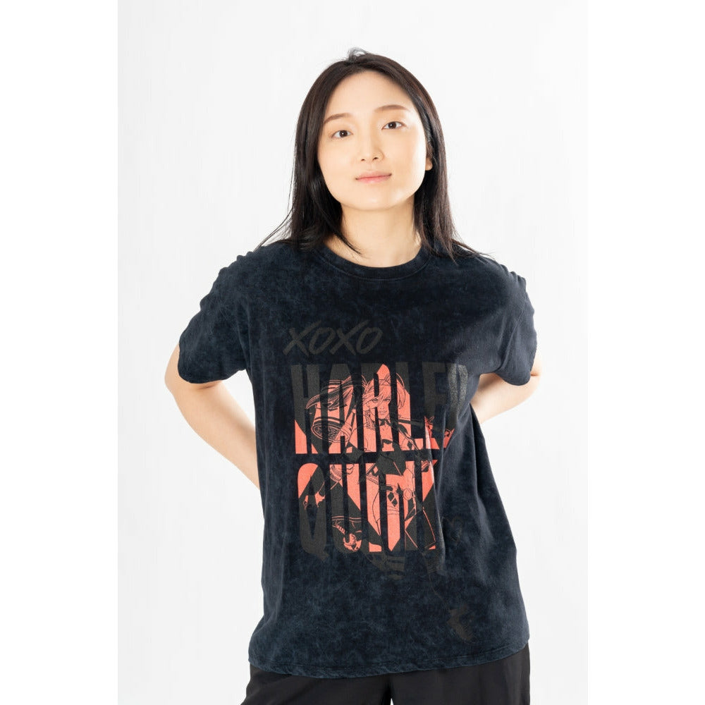 Koszulka Harley Quinn z efektem sprania i napisem XOXO