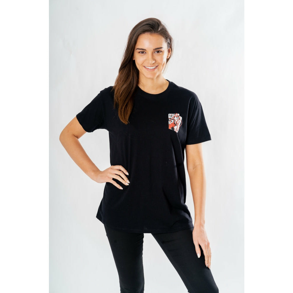 Koszulka Harley Quinn, czarna, przód i tył