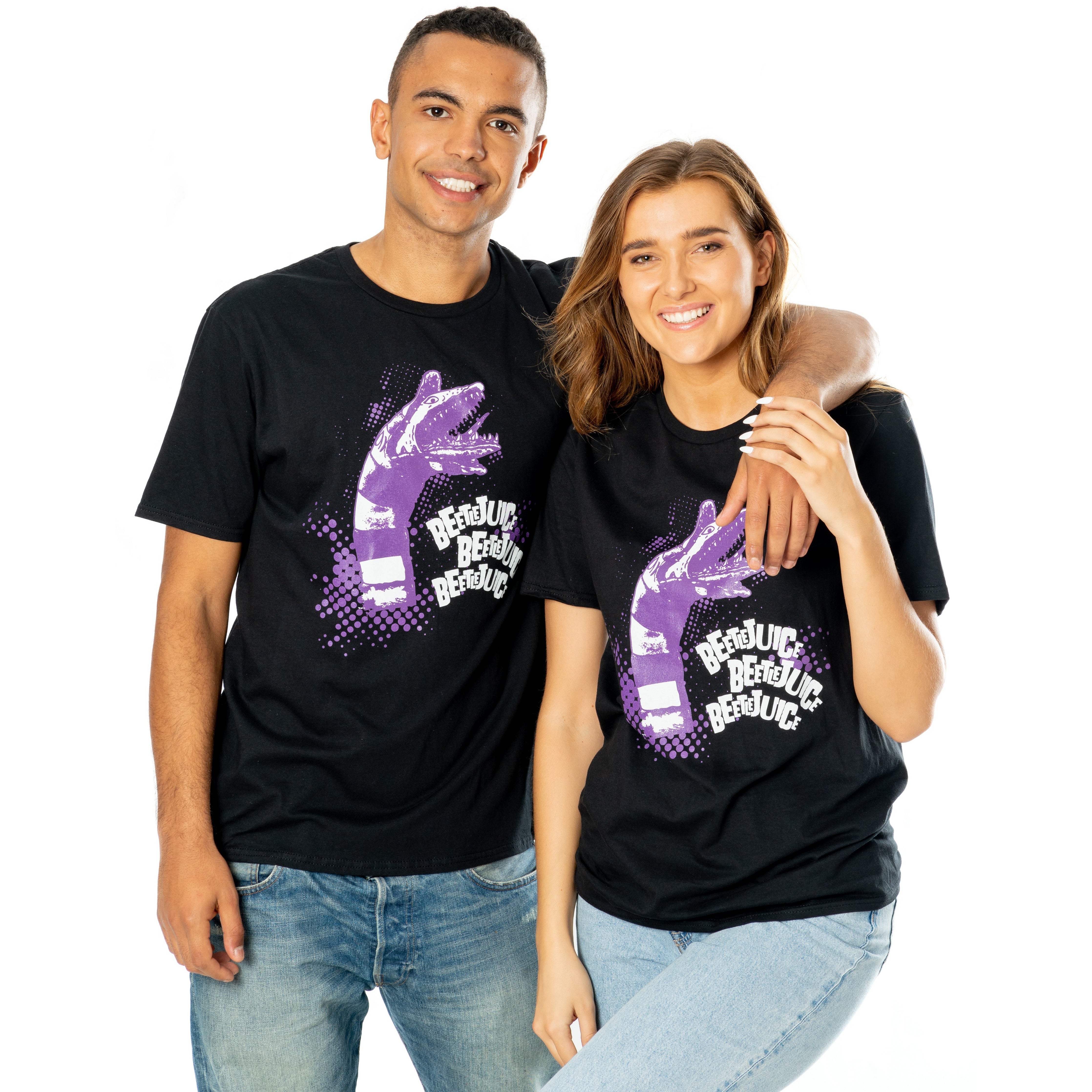 Koszulka unisex dla dorosłych Beetlejuice czarna z Sandwormem