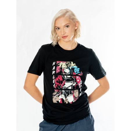 Koszulka z czarnym nadrukiem Harley Quinn dla dorosłych w stylu anime